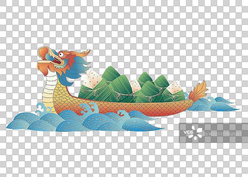 端午节粽子雄黄酒龙舟插画图片素材
