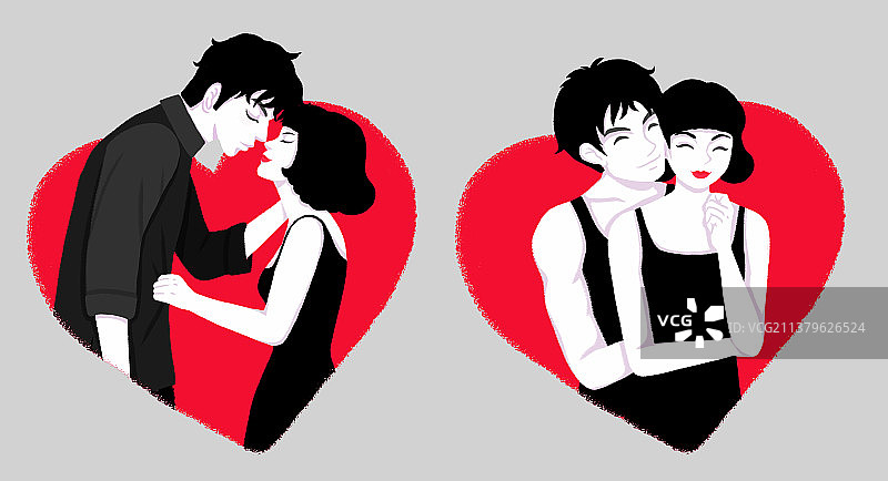 浪漫亲密情侣插画图片素材