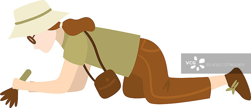 女人考古学家栅格隔离图片素材