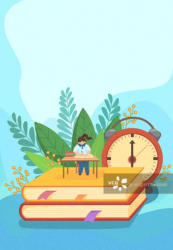 书上努力学习的学生教育高考矢量插画3图片素材