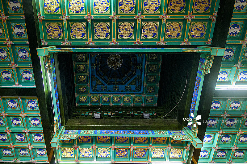 江苏镇江金山公园金山文化博览园文宗阁休闲厅天花板图案图片素材