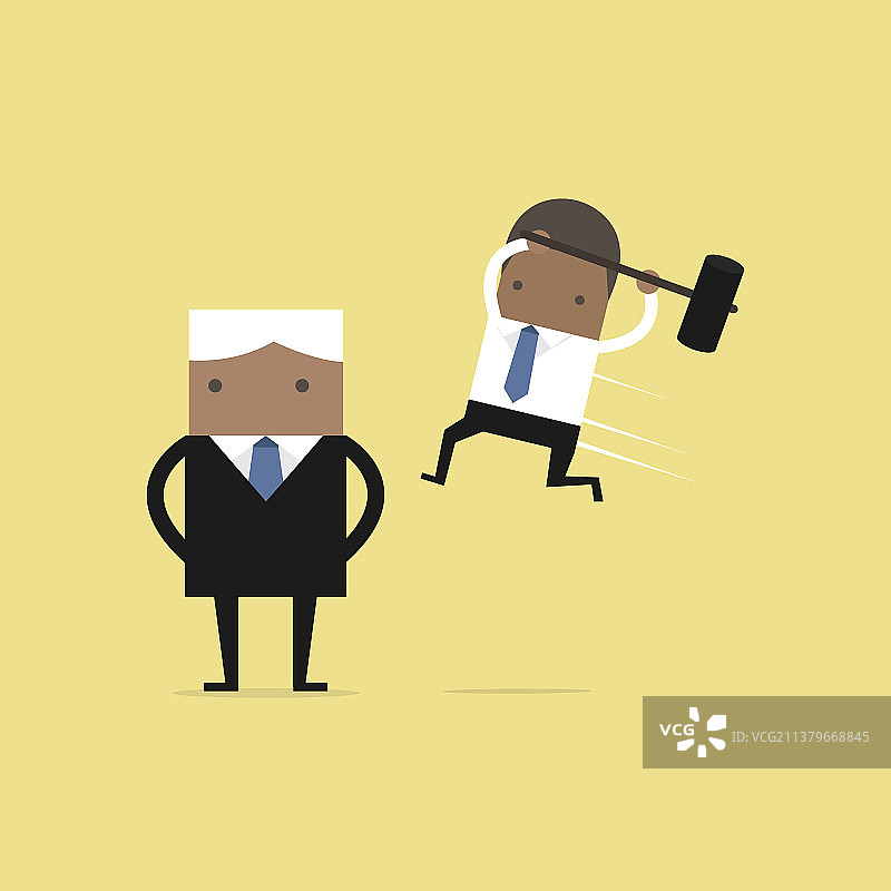 非洲商人跳跃粉碎老板图片素材