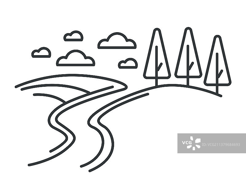 丘陵和森林中的乡村公路图片素材