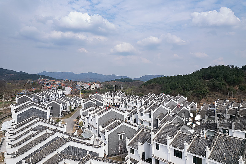 航拍武汉旅游大余湾村庄新农村图片素材