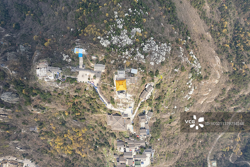 航拍俯拍武汉5A级旅游木兰山景区图片素材