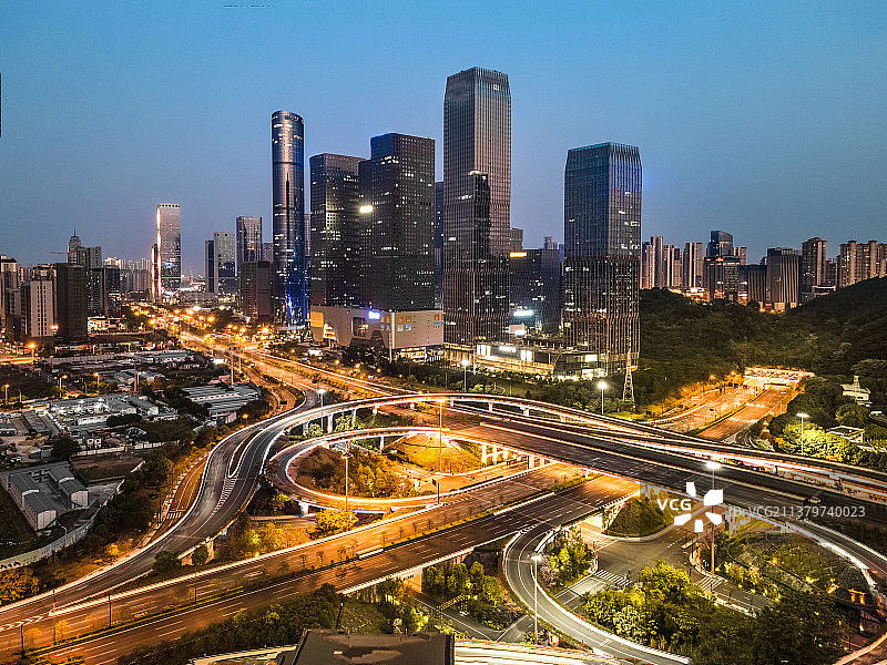 广西南宁良庆五象总部基地夜景图片素材