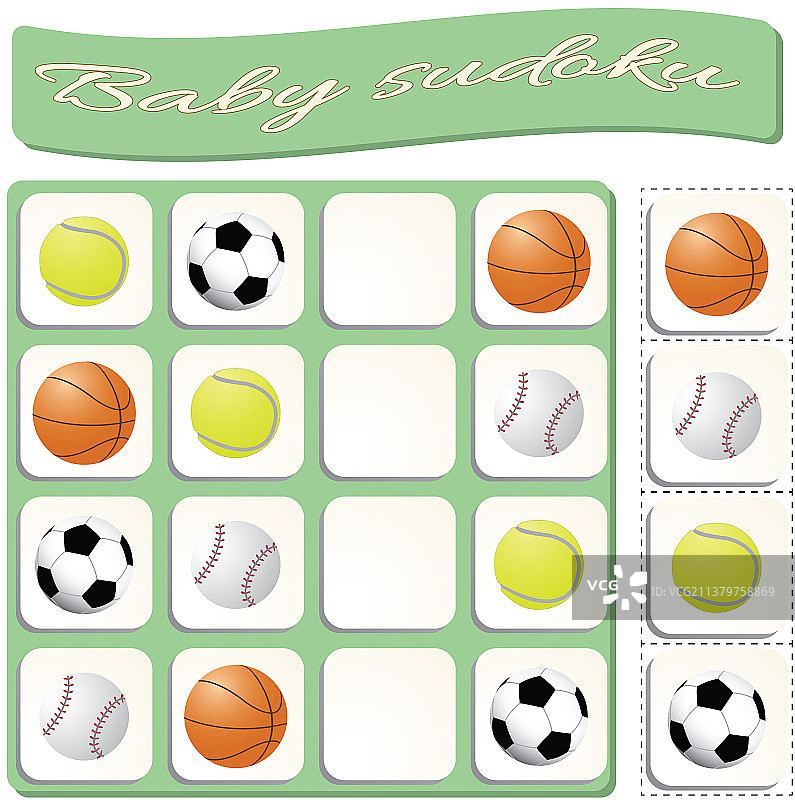彩色运动球婴儿数独图片素材