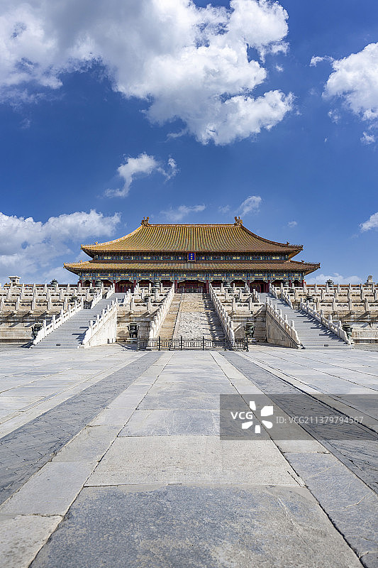 蓝天白云下的北京故宫太和殿图片素材