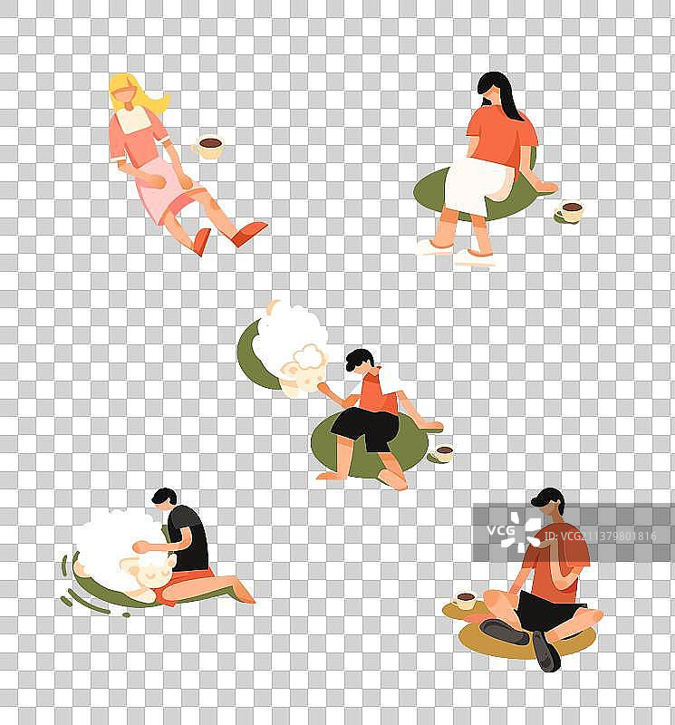 城市咖啡厅休闲场景人物图片素材