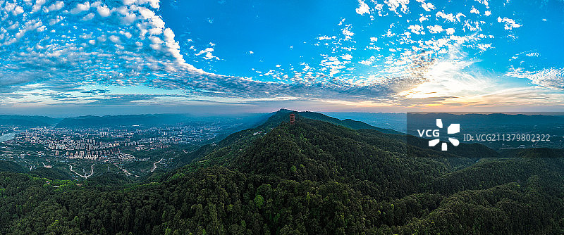 缙岭霞光图片素材
