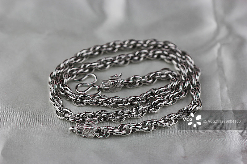 龙头项链，银链，男士首饰图片素材
