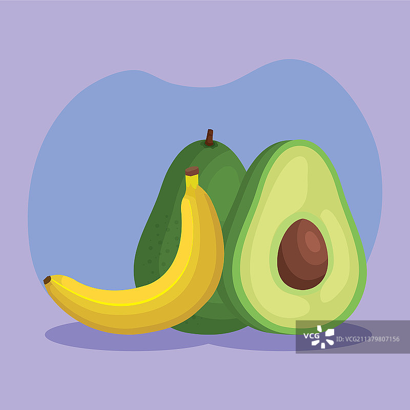 美味的香蕉和牛油果营养图片素材