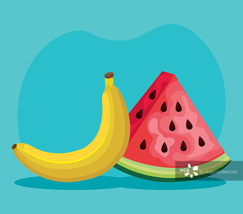 美味香蕉西瓜营养水果图片素材