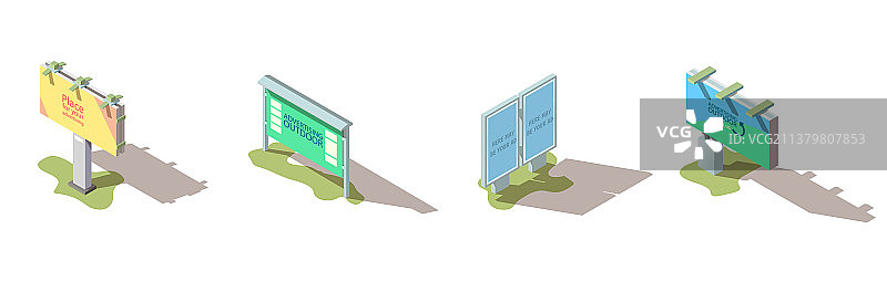 户外广告牌2.5D组合图片素材