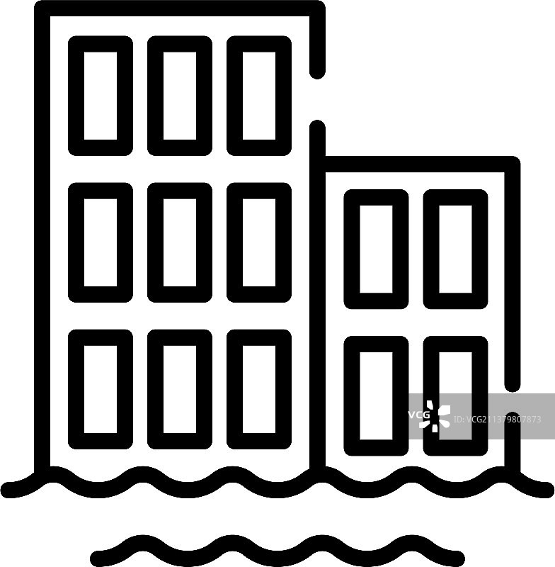 城市洪水图标轮廓样式图片素材