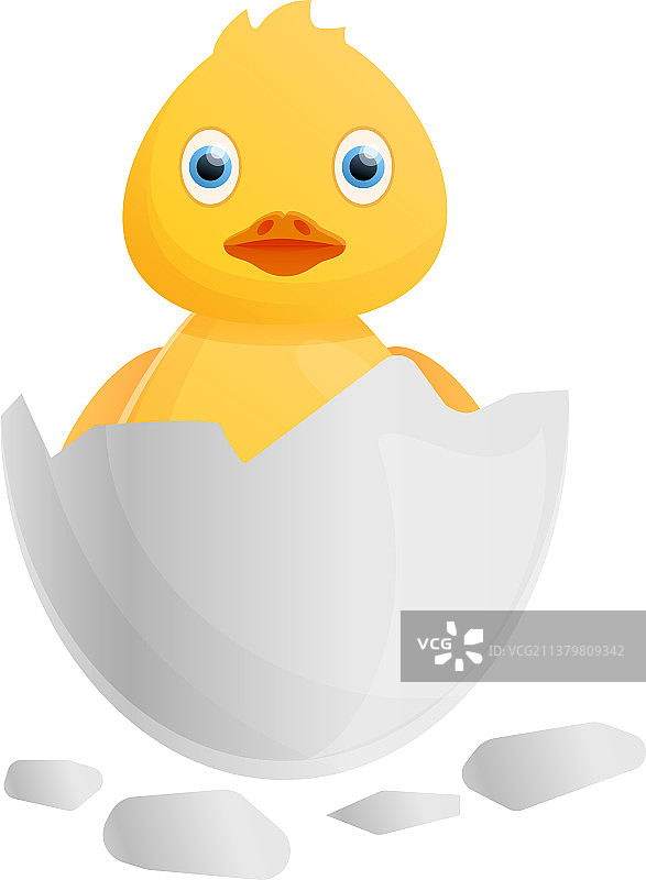 蛋壳里的小黄鸭卡通图标图片素材