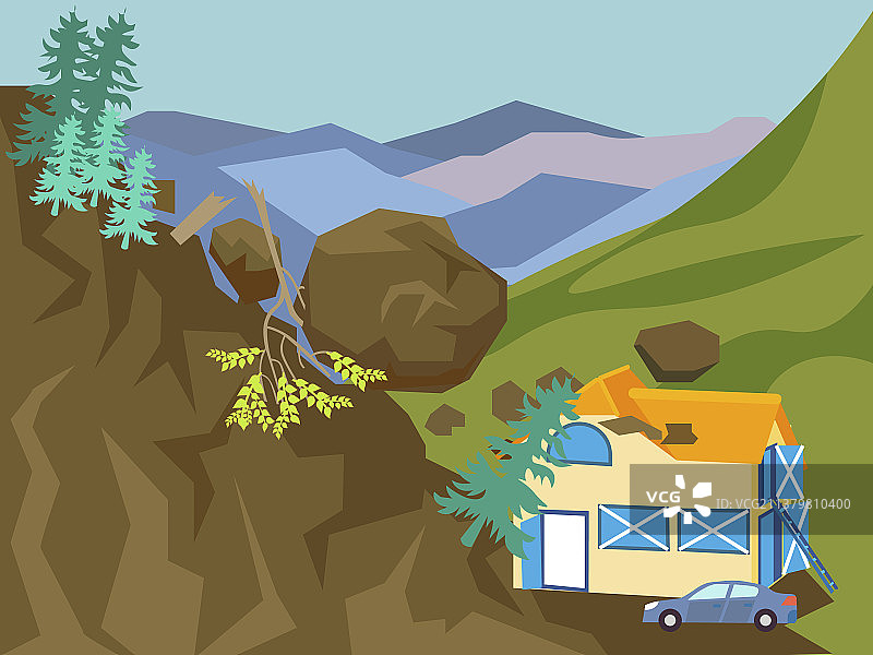 滑坡建筑图片素材