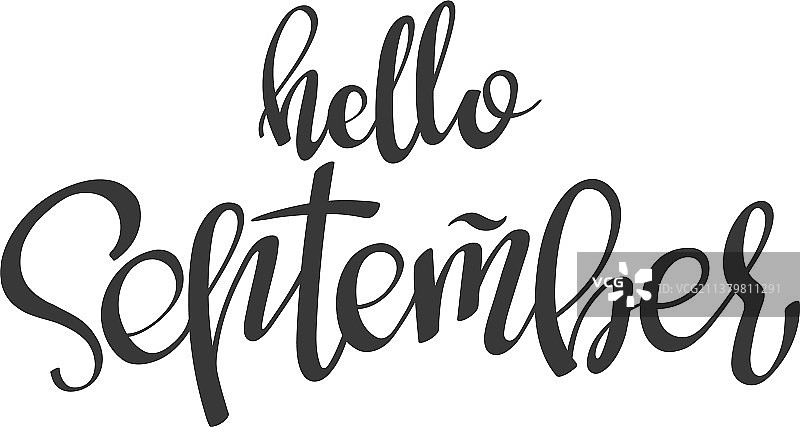手写文字：九月你好图片素材