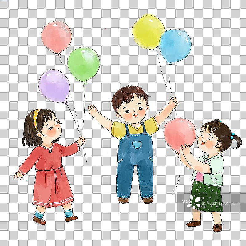 拿着气球的小朋友图片素材