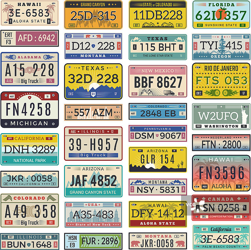 美国车辆汽车牌照图片素材