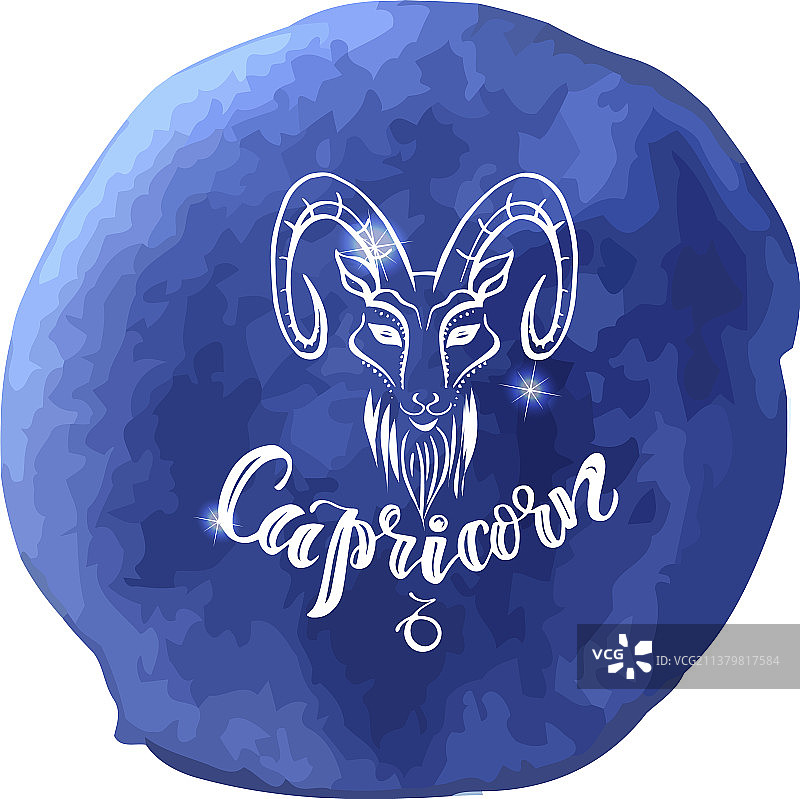 蓝色水彩背景上的占星符号图片素材