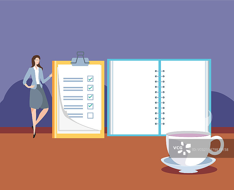 带清单的迷你商务女性图片素材
