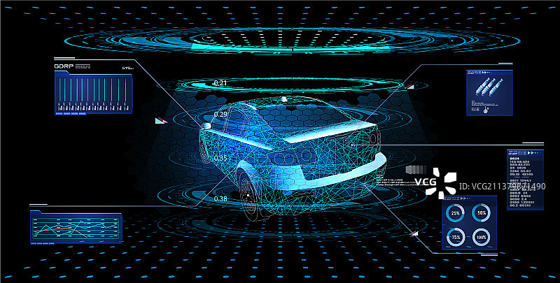 时尚汽车服务HUD汽车信息图图片素材