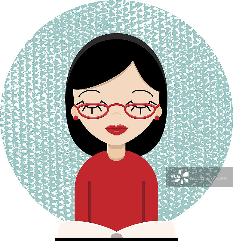 戴眼镜的书虫女人在阅读图片素材