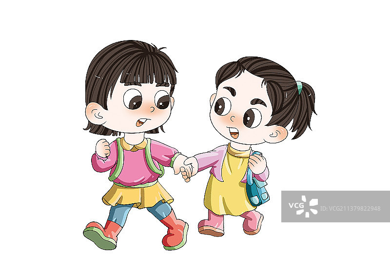 逛街的两个小姑娘图片素材