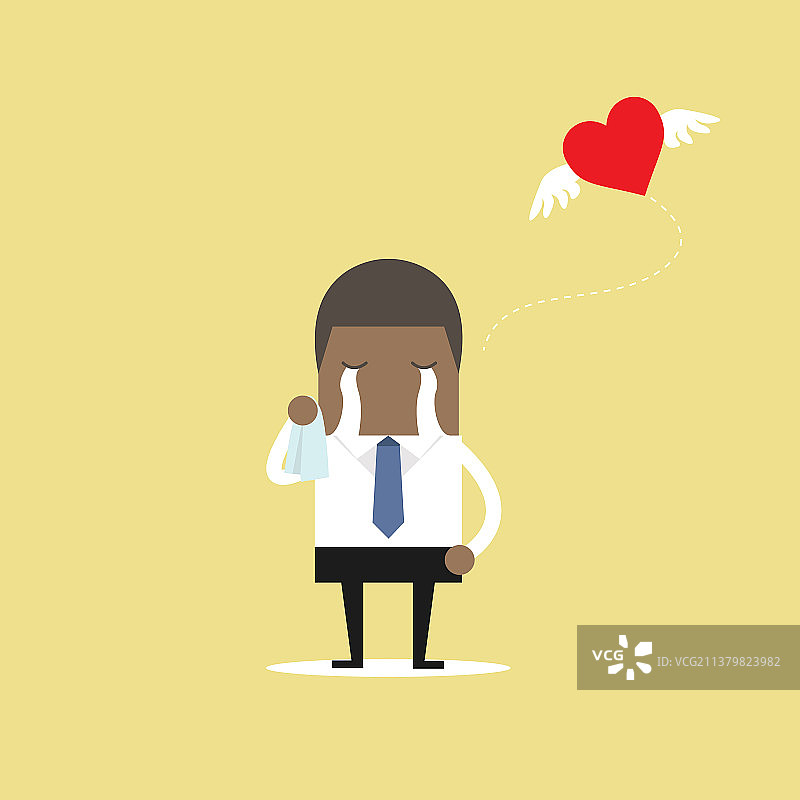 伤心哭泣的非洲商人图片素材