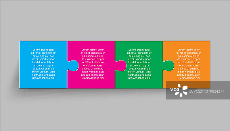 四块拼图线条信息图图片素材