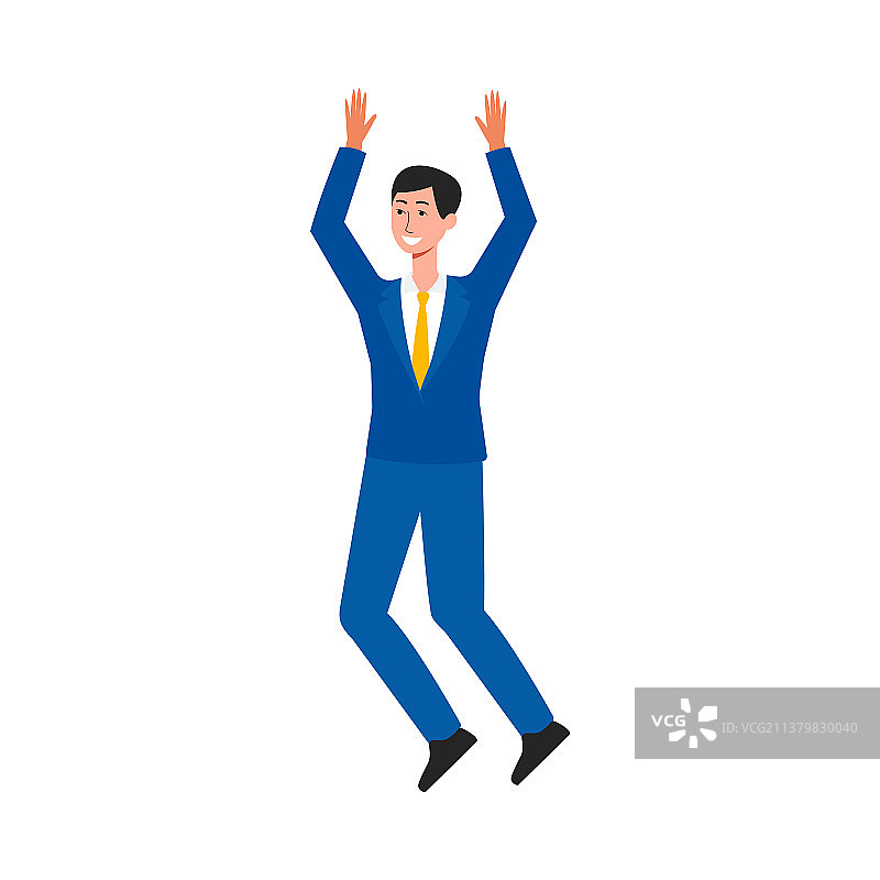 快乐的商人跳跃 - 卡通男性图片素材