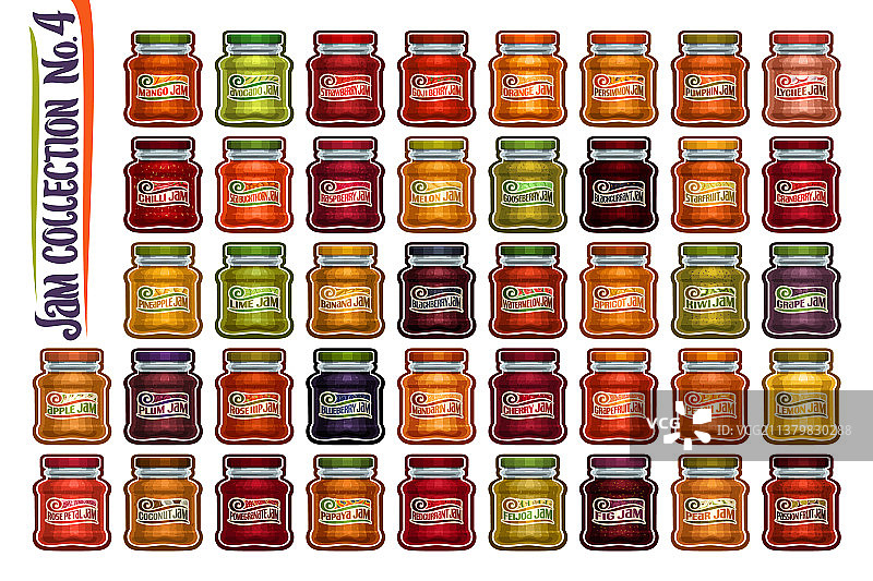 不同的果酱罐套装图片素材