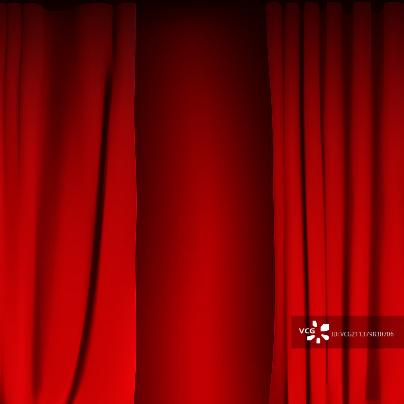 逼真彩色红色天鹅绒窗帘折叠效果图片素材