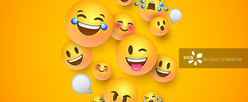 有趣的3D笑脸banner社交聊天图标图片素材