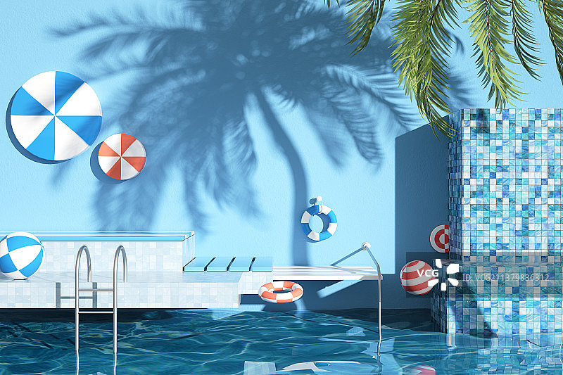 展台，电商，促销，泳池，夏日，夏天图片素材