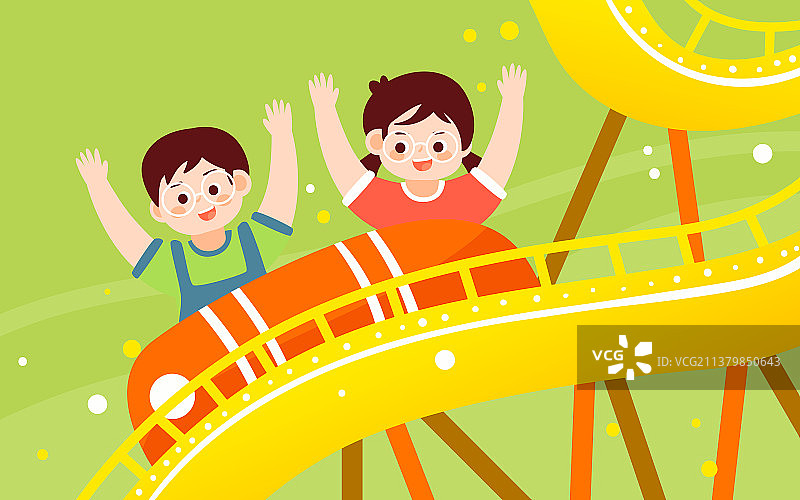 六一儿童节孩子游乐场玩耍云霄飞车活动海报图片素材