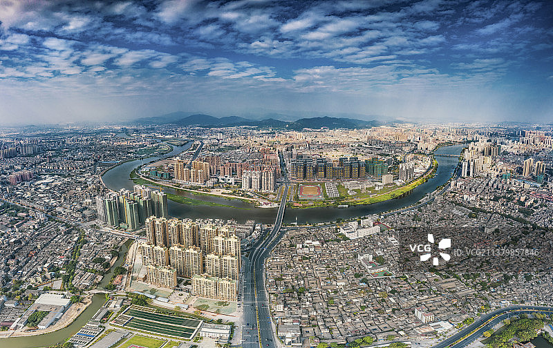 航拍揭阳市区风光图片素材