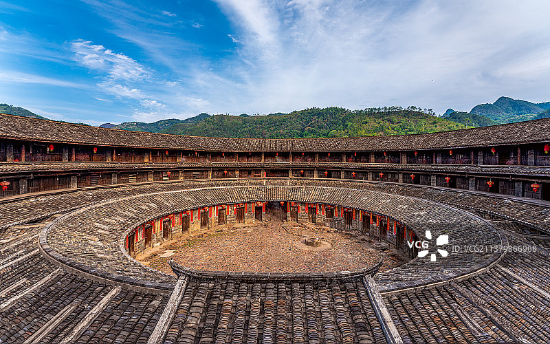 花萼楼，梅州围龙屋，土楼，古建筑，瓦房图片素材