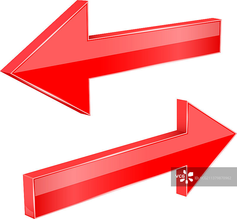 前进后退箭头3D红色光泽标志图片素材