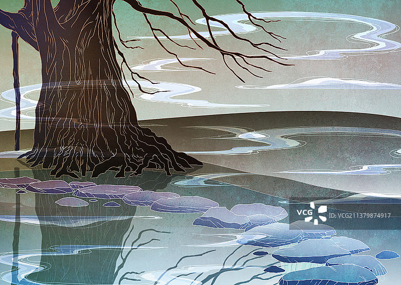 中国国风国潮新中式古风风景背景展板插画图片素材