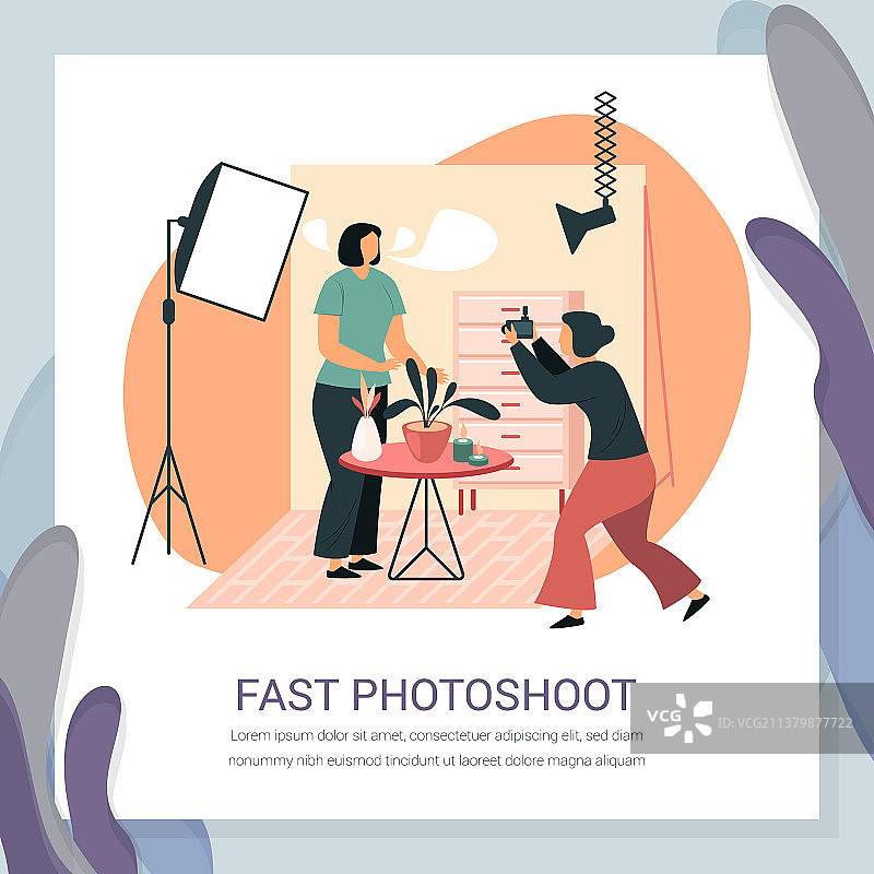 在照相馆用装饰品拍摄照片图片素材