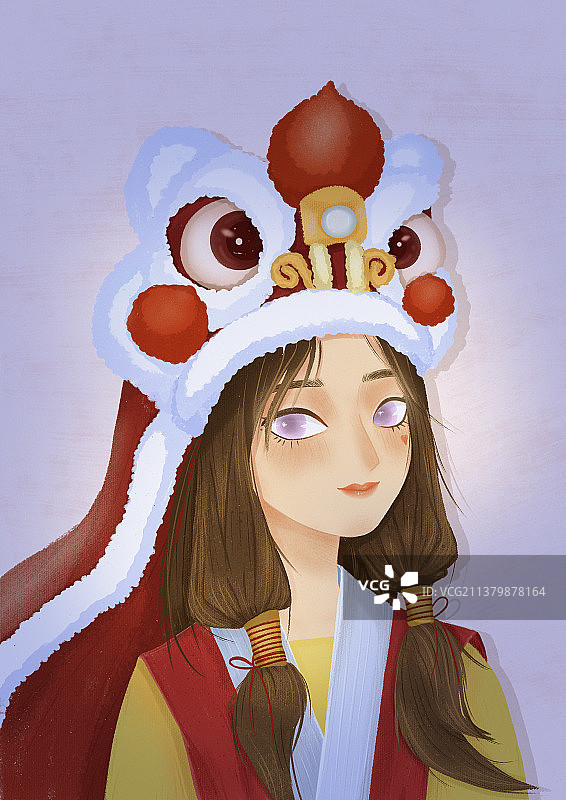 狮来运转 少女风 插画头像图片素材