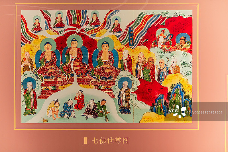 河南省博物院馆藏文物，佛母大孔雀明王经插画（部分）图片素材