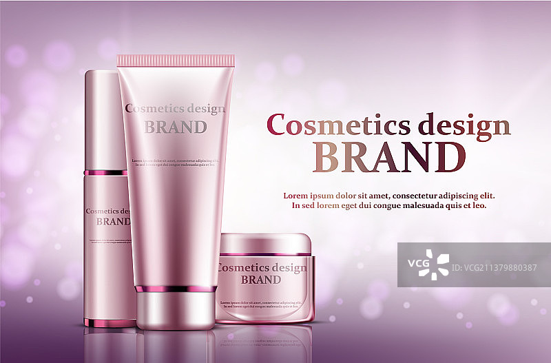 化妆品套装广告淡粉色包装设计图片素材