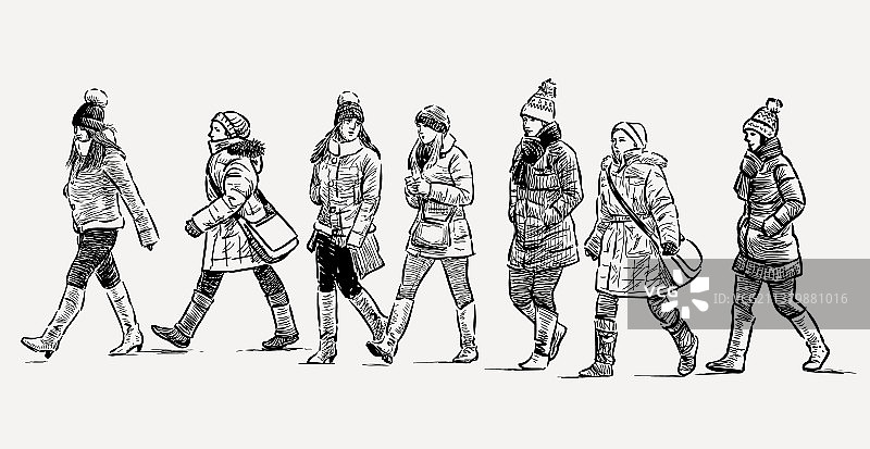 郊游女学生速写图片素材