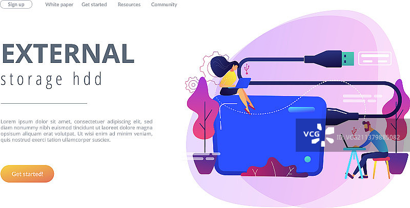 外部硬盘驱动器概念着陆页图片素材