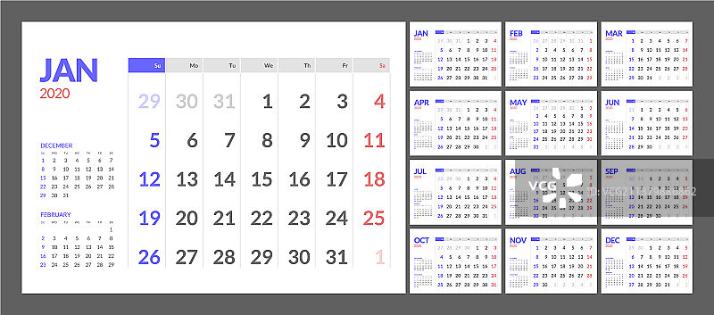 2020年简约风格日历图片素材