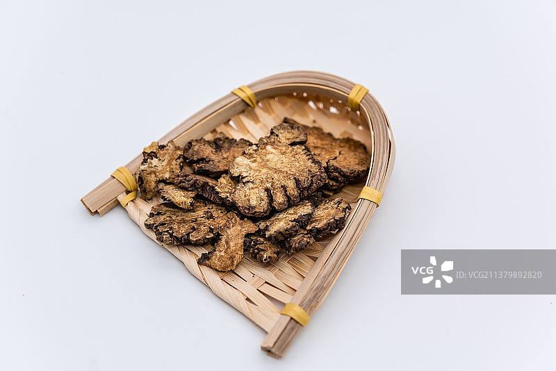 室内棚拍中国草药饮片四川川芎图片素材