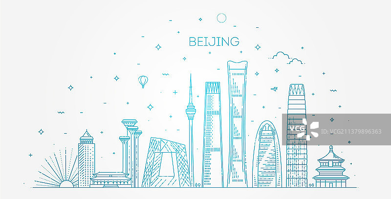 北京天际线全景图片素材